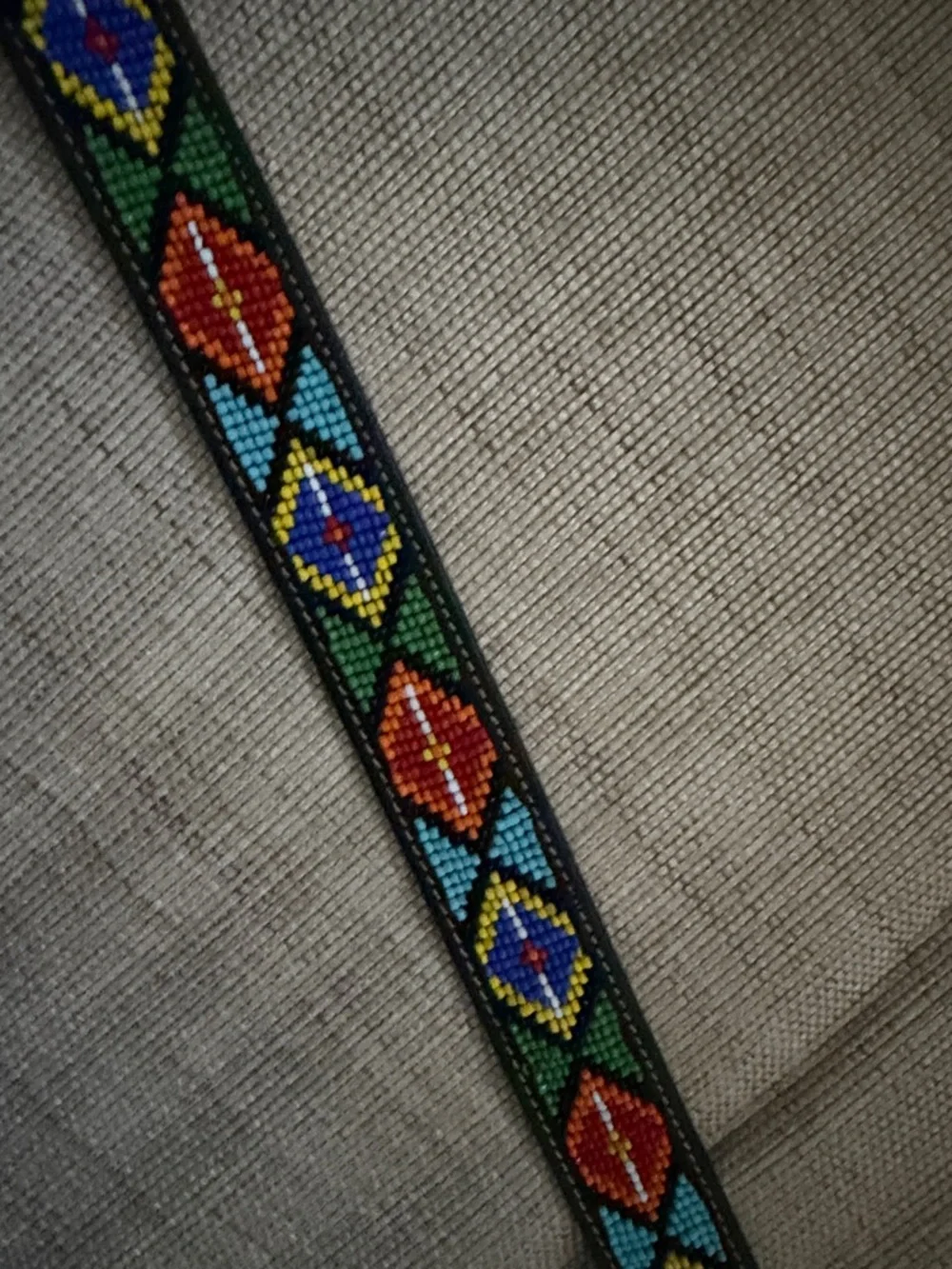 Vintage Gap beaded leather belt Southwestern, Aztec Native American inspired